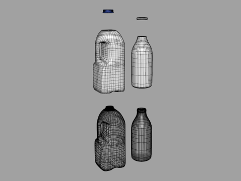 Milk Bottle and Pint 3D 模型