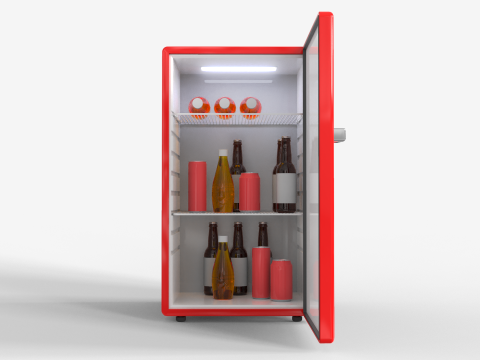 Mini Bar Fridge With Handle 3D Модель
