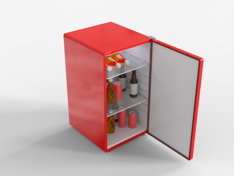 Mini Bar Fridge With Handle 3D Модель