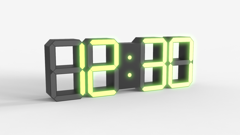 Minimalist Digital Clock 3D Model .c4d .max .obj .3ds .fbx .stl .blend