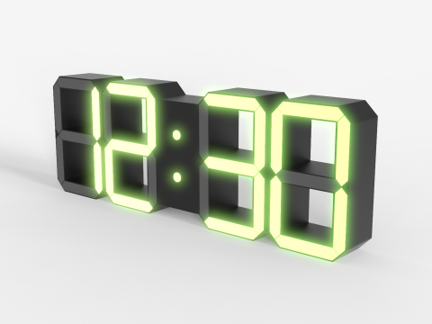 Minimalist Digital Clock 3D Model
