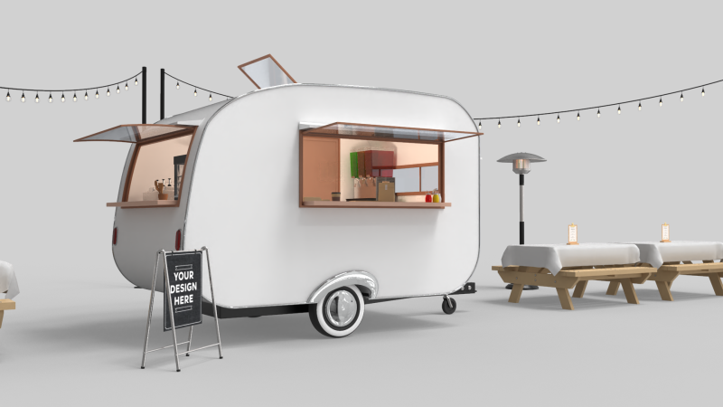 Mobile Food Cart 3D Model .c4d .max .obj .3ds .fbx .stl .blend