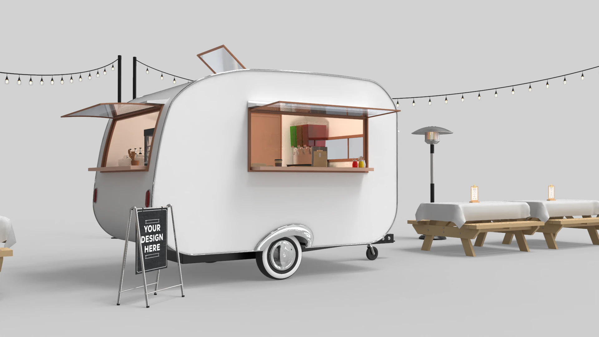 Mobile Food Cart 3D Model .c4d .max .obj .3ds .fbx .stl .blend