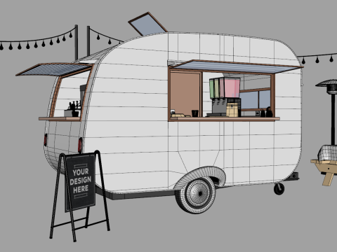 Mobile Food Cart 3D Model