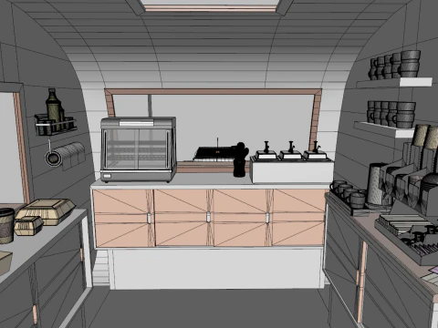 Mobile Food Cart 3D Model
