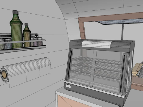 Mobile Food Cart 3D Model