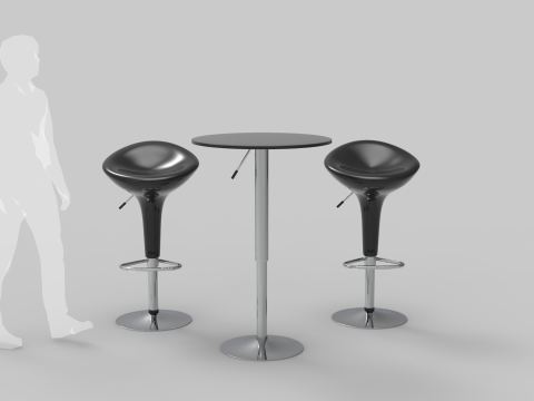 Modern Bar Stool and Table 3D Model