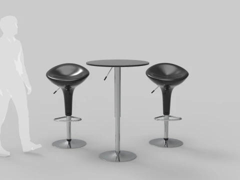 현대식 바 의자 및 테이블 3D 모델