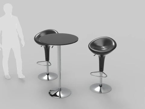 Modern Bar Stool and Table 3D Model