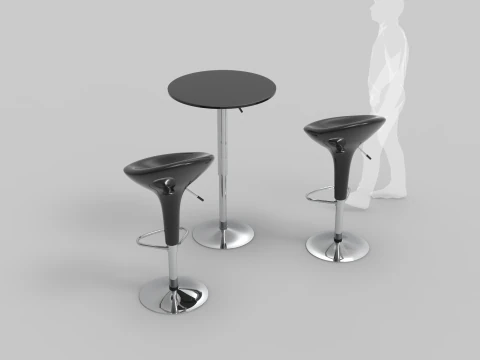 Modern Bar Stool and Table 3D Model