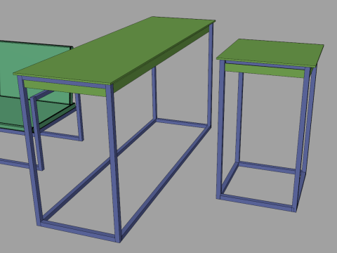 Modern Minimal Bench and Tables Set Modelo 3D