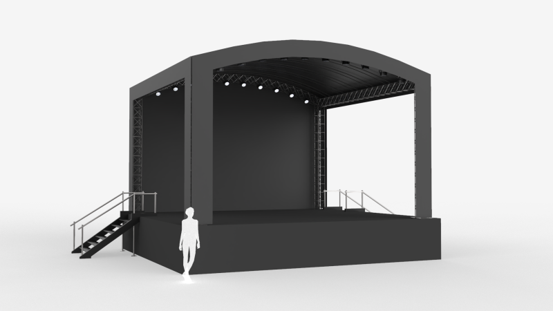 Music Stage Platform with Stairs 3D Модель .c4d .max .obj .3ds .fbx .stl .blend