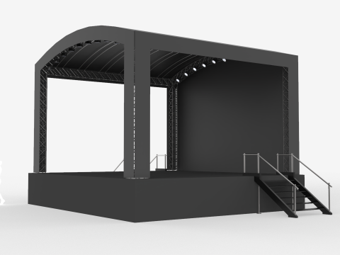 Music Stage Platform with Stairs 3D Модель