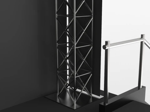 Music Stage Platform with Stairs 3D Model