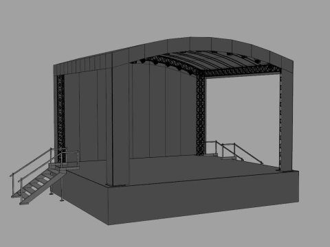 Music Stage Platform with Stairs 3D Model