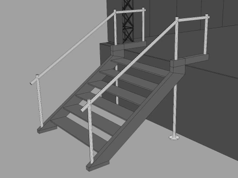Music Stage Platform with Stairs 3D Model