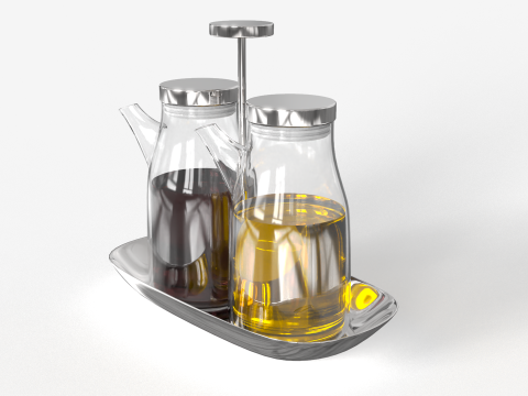 オリーブオイルガラス瓶 3Dモデル