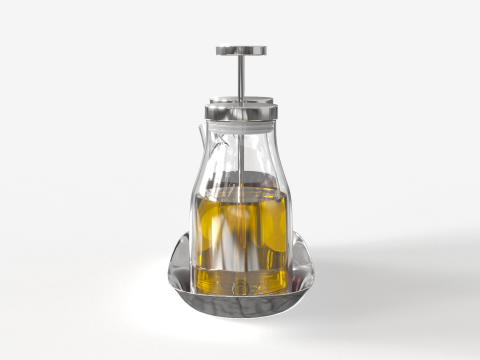 オリーブオイルガラス瓶 3Dモデル