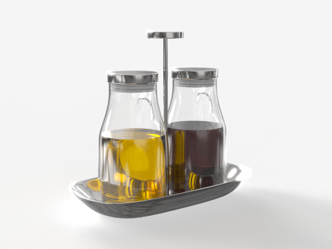 オリーブオイルガラス瓶 3Dモデル