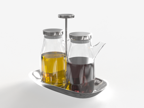 オリーブオイルガラス瓶 3Dモデル