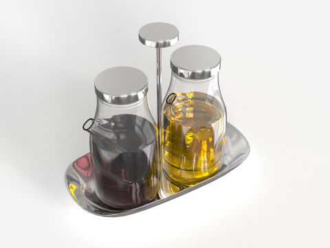 オリーブオイルガラス瓶 3Dモデル