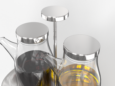 オリーブオイルガラス瓶 3Dモデル