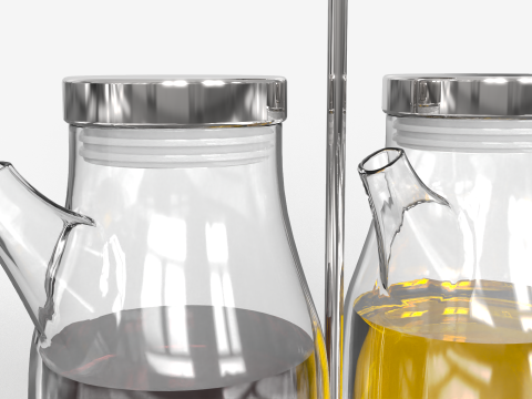 オリーブオイルガラス瓶 3Dモデル