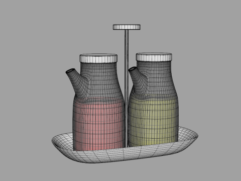 オリーブオイルガラス瓶 3Dモデル