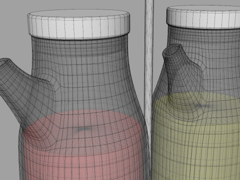 オリーブオイルガラス瓶 3Dモデル