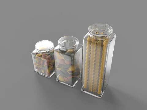 Pasta Jars 3D Model