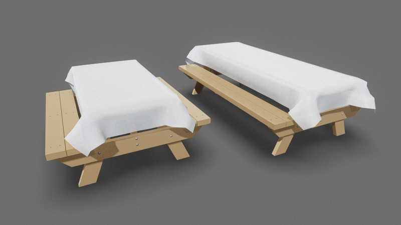 Picnic Benches with Tablecloth - Two Sizes Modelo 3D .c4d .max .obj .3ds .fbx .stl .blend