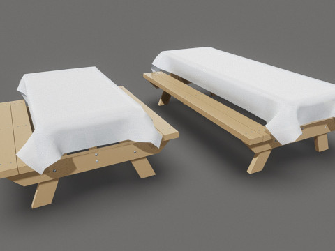 Picnic Benches with Tablecloth - Two Sizes 3D Model