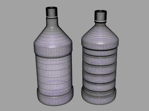 Plastic Bottles - 2 Pieces 3D Model