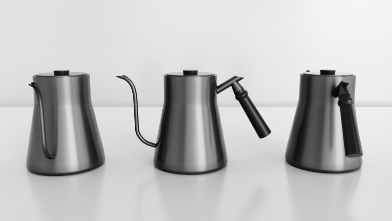 Pokerty Coffee Kettle 850ml 3D Model .c4d .max .obj .3ds .fbx .stl .blend 