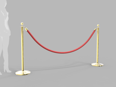 Red Velvet Stanchion Rope 3D 模型