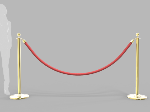 Red Velvet Stanchion Rope Modello 3D