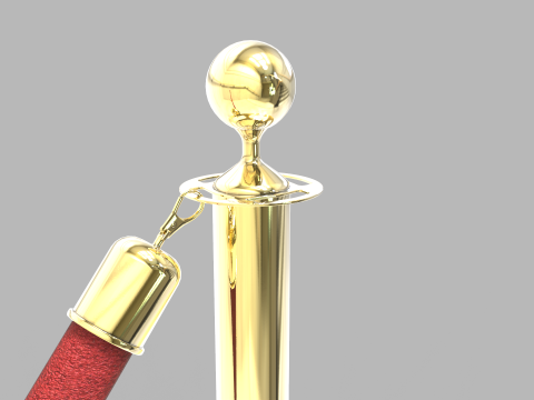 Red Velvet Stanchion Rope Modello 3D