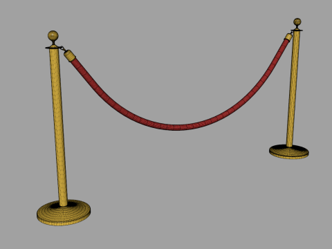 Red Velvet Stanchion Rope Modello 3D