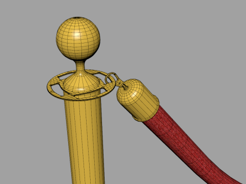 Red Velvet Stanchion Rope Modello 3D