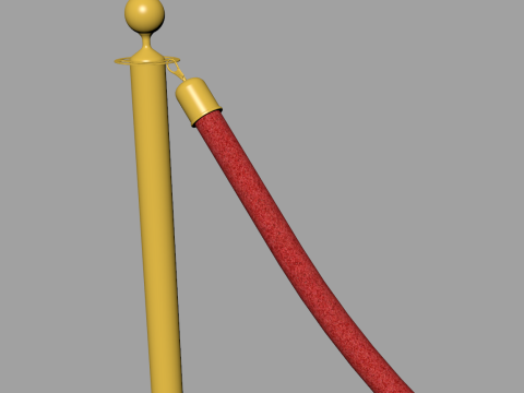 Red Velvet Stanchion Rope Modello 3D
