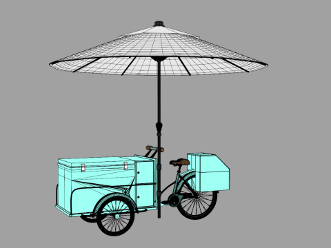 Retro Ice Cream Tricycle 3D Модель