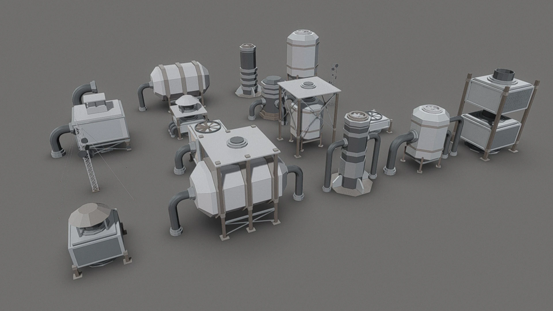 Rooftop Pack - 17 Pieces 3D Model .c4d .max .obj .3ds .fbx .stl .blend 