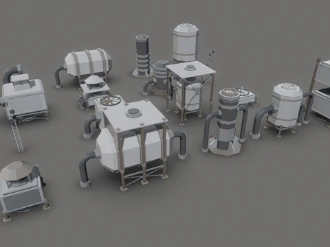 Pack Toit - 17 Pi&egrave;ces Modèle 3D