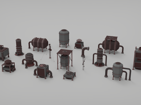 Rooftop Pack - 17 Pieces 3D Model