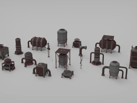Rooftop Pack - 17 Pieces 3D Model
