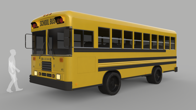 School Bus - Bluebird TC2000 Inspired 3D Modell .c4d .max .obj .3ds .fbx .stl .blend 