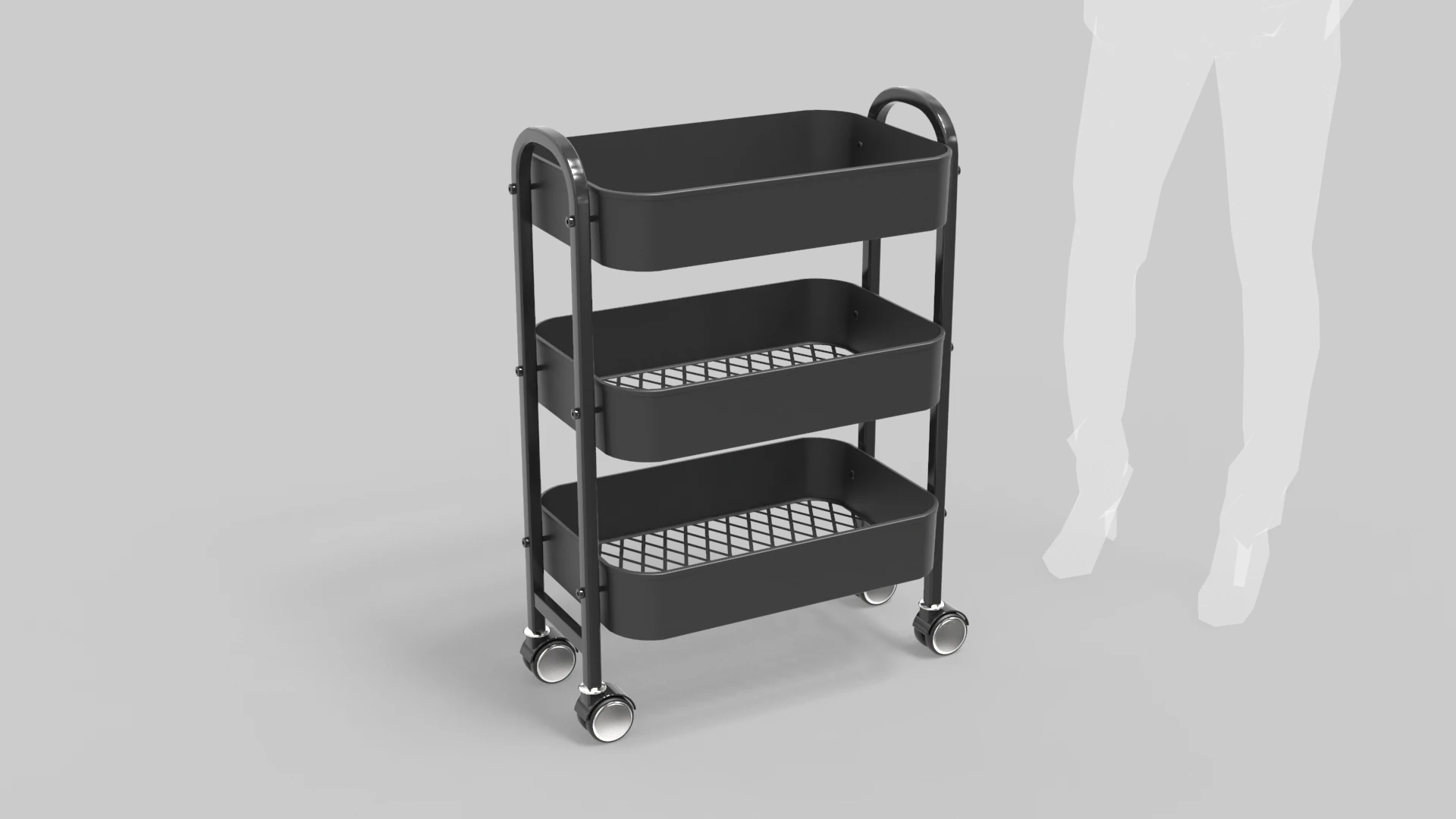 Service Rolling Cart 3D Model .c4d .max .obj .3ds .fbx .stl .blend 