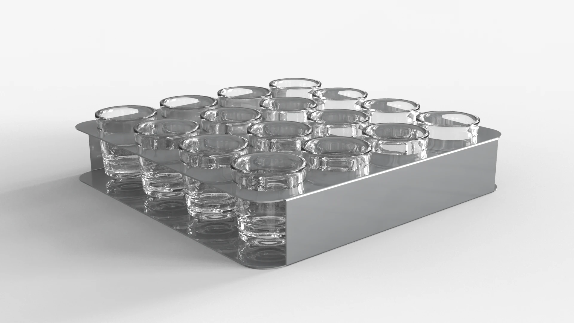 Shot Glasses Tray 3D Model .c4d .max .obj .3ds .fbx .stl .blend 