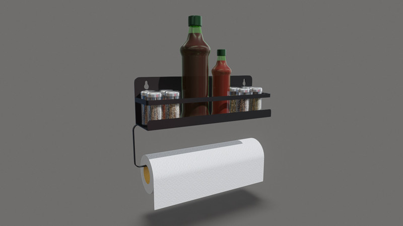 Spice Containers Organizer with Paper Towel 3D Model .c4d .max .obj .3ds .fbx .stl .blend