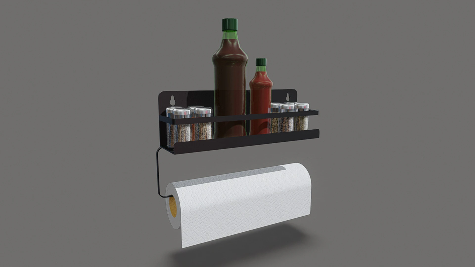 Spice Containers Organizer with Paper Towel 3D Model .c4d .max .obj .3ds .fbx .stl .blend 
